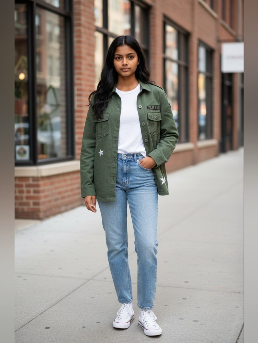 Rails Olive Green Military Field Jacket with Star Accents